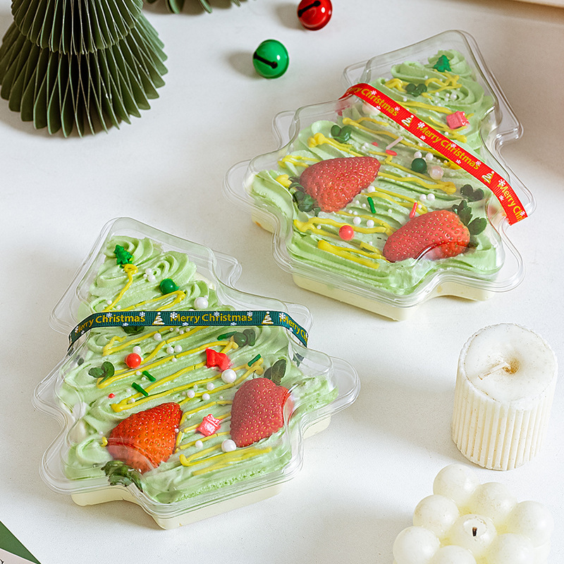 2024クリスマスクリスマスツリー透明ケーキ包装箱開心果ムースティラミスクリームいちご箱|undefined