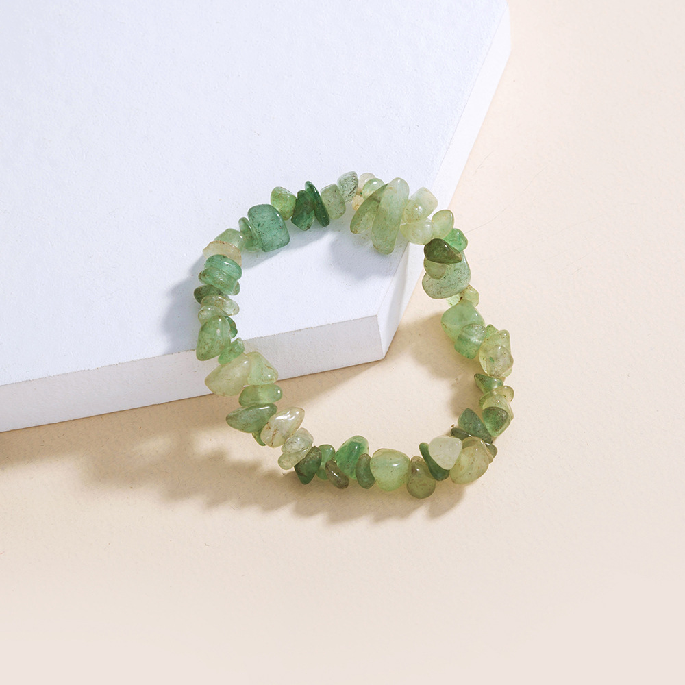 simple light green natural rough stone jewelry elastic bracelet women