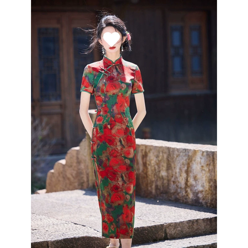 Новая элегантная повседневная элегантная атласная юбка-чонсам из ацетата, старая Шанхайская цветная ретро-утягивающая высококачественная тонкая длинная юбка