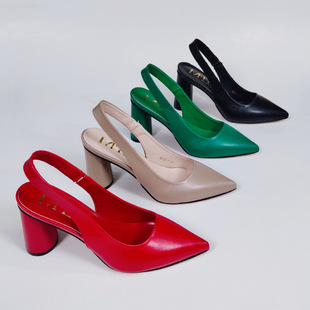 Cross-border sexy high heel sandals women's European and American fashion New pointed thick heel work shoes ladies heels shoes