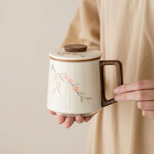 手绘柿柿如意泡茶杯茶水分离杯家用个人过滤内胆办公杯子滤茶水杯