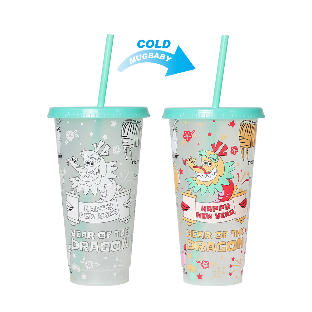 Spot transfronterizo de 710ml taza de plástico de color frío de gran capacidad PP taza de té con leche bebida fría con taza de paja con fábrica de inspección NBCU