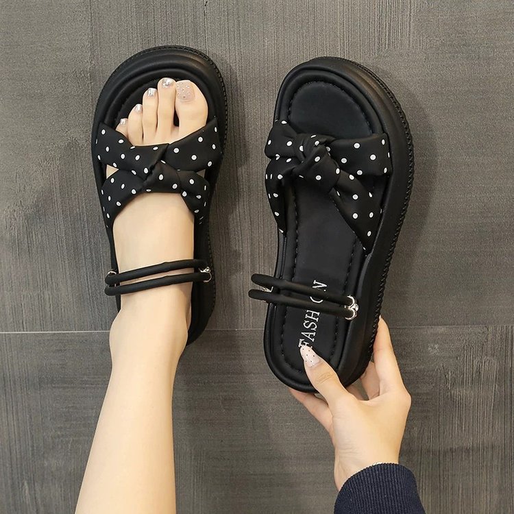 Red popularidad japonesa arco ondulado zapatillas blancas de arroz para mujeres verano 2026 nuevo aumento de altura de dos sandalias image 6