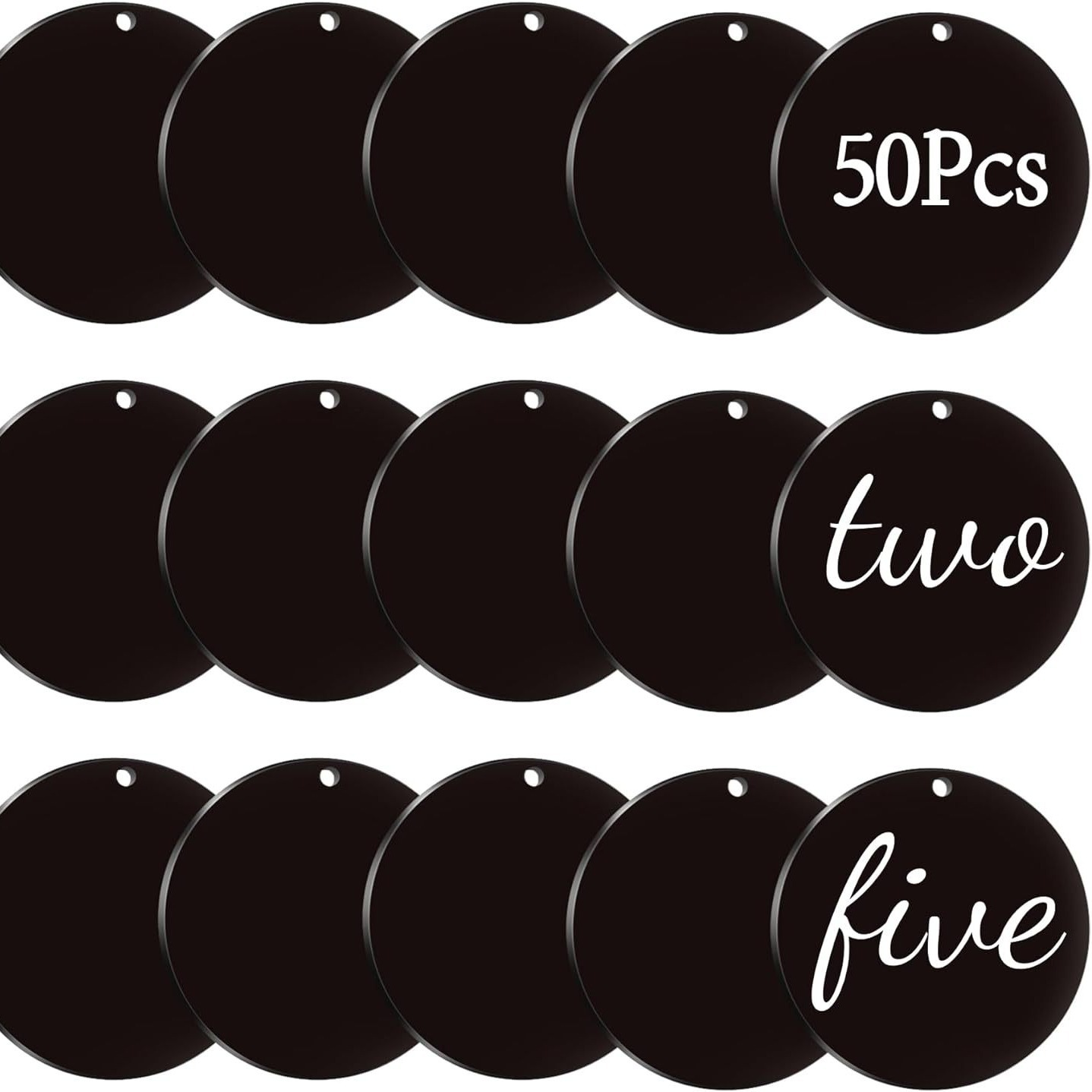 亚马逊黑色亚克力圆形钥匙扣空白板黑色空白圆圈装饰DIY挂件