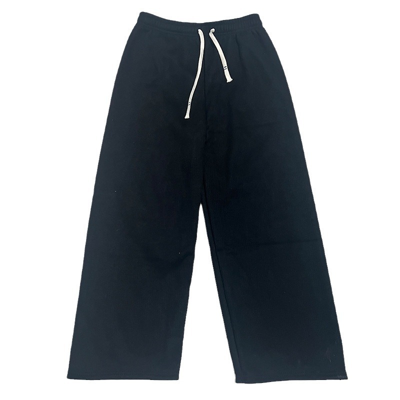 Pantalones de pierna ancha de Cachemira de arroz glutinoso para mujer otoño e invierno con forro polar grueso cintura alta adelgazante drapeado Pantalones rectos Casuales image 6