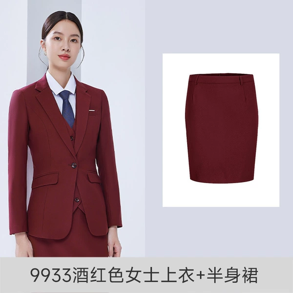 9933 Burgundy Women's Top + Skirt
