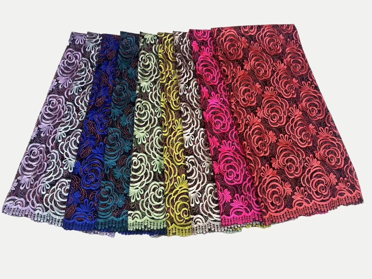 Two -color golden line gauze embroidery fabric Mom installed Quality Mesh LACE FACE FACE