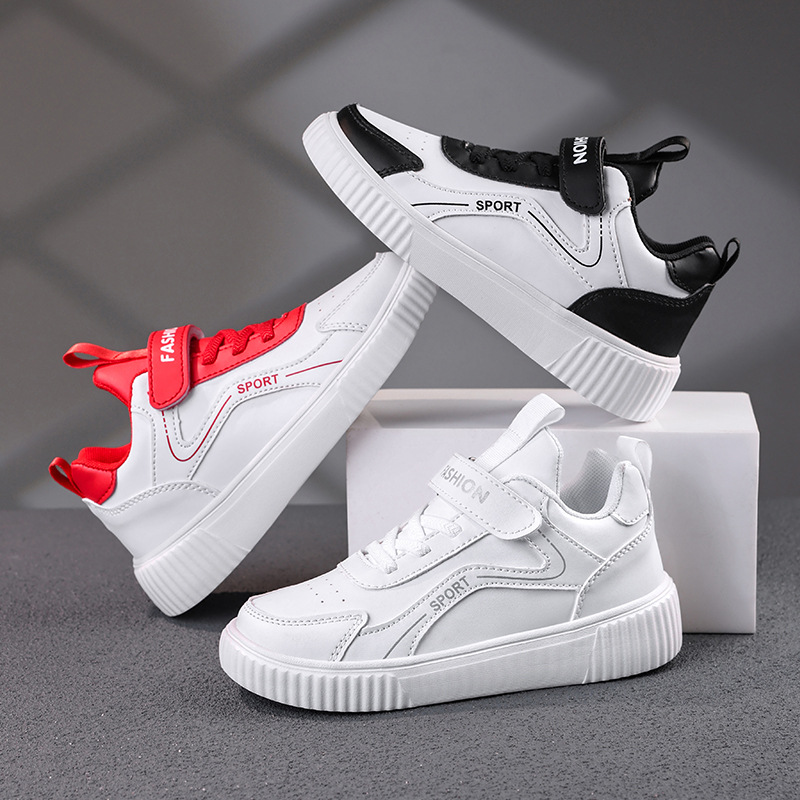 Spring, Autumn, and Winter Children's Sneakers, Mid-High Top Kids' Shoes, Sports Casual Shoes, Skateboarding Shoes for Boys, Elementary School Students, with Velcro Straps
