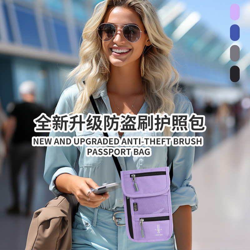 Bolsa de identificación titular del pasaporte titular de la tarjeta de viaje multifuncional bolsa de boleto portátil bolso del teléfono móvil billetera crossbody unisex