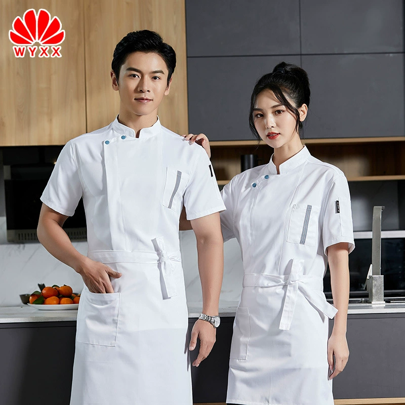 Рабочая одежда шеф-повара одежда с короткими рукавами тонкая летняя дышащая летняя одежда отель столовая кухня рабочая одежда печать изображения
