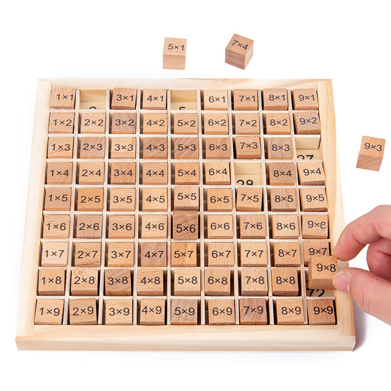 Tablero de fórmula de multiplicación Educación temprana para niños Tablero de cientos de números Cognición digital Tabla de multiplicación de escuela primaria Tablero de aprendizaje de color de madera de un solo lado