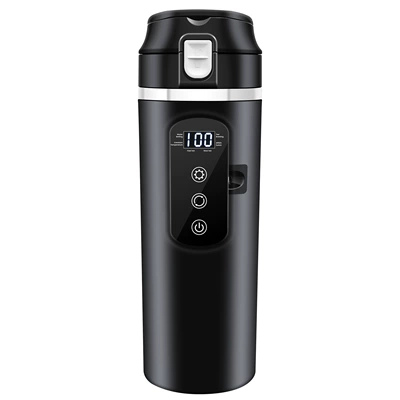 Cross-Border Car Electric Heating Cup for Boiling Water 304 Stainless Steel Insulated Cup Integrated Smart Double-Layer Water Boiling Cup 12V24V (Digər kiçik elektrik cihazlar) - 500ml-actual-boiling-water-430ml-black-english-version