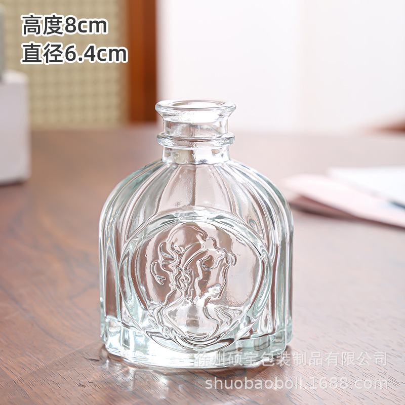 De estilo europeo retro pequeño florero botella de aromaterapia de vidrio mini jarrón transparente decoración de la sala de estar simple mesa de comedor decoración del hogar