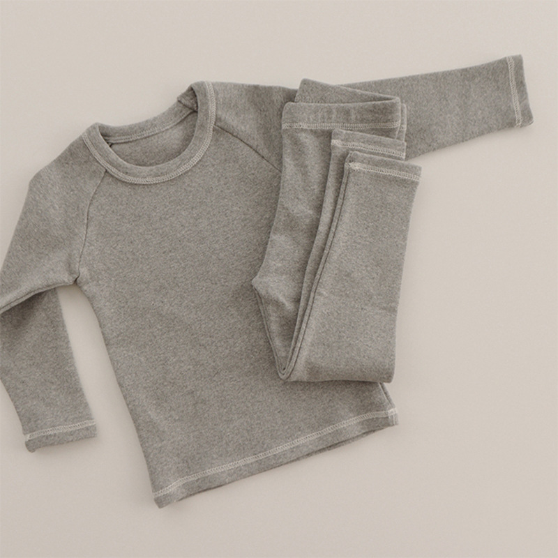 Ropa para niños de estilo nórdico ropa interior de lana térmica de invierno traje de ropa para el hogar de los niños pijamas de color sólido de bebé ropa para niños de comercio exterior Nuevo
