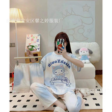 新款可爱卡通多花色睡衣短袖长裤短裤三件套家居服套装外贸订单供