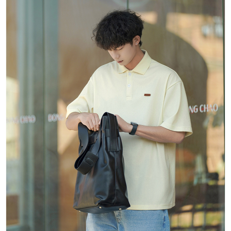 Light Luxury Old Money Texture Short-sleeved Polo Shirt Men's Summer Vertical Strip Texture Half-sleeved T-shirt Retro Loose Trendy Brand T-shirt