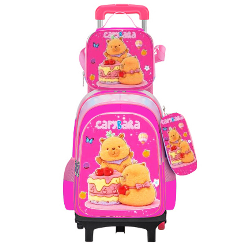 Export Trolley Mochila mochila con luz en la parte posterior para estudiantes de primaria de grado 1-6 nueva mochila de nailon de gran capacidad para subir escaleras