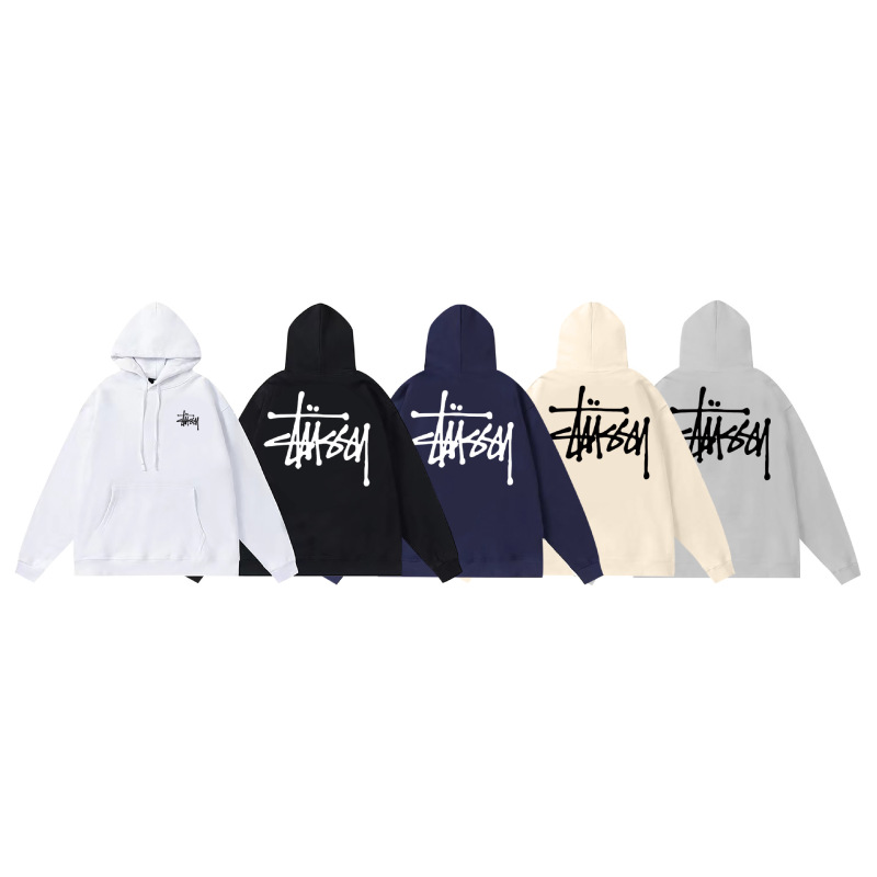 Original Label Dropshipping Trendy Brand Stu Hoodie with Hood, New Autumn and Winter Style, Letter Dice Black Eight Design, Hooded Couple's Outfit