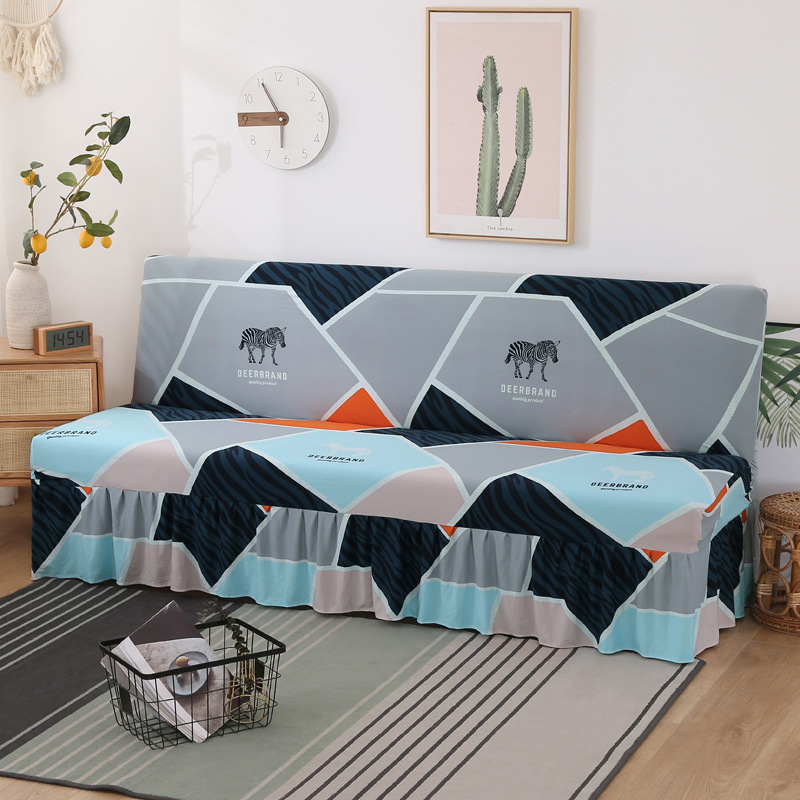 Copridivano elastico senza braccioli, semplice, pieghevole, con orlo a gonna, all'ingrosso_voghion.com