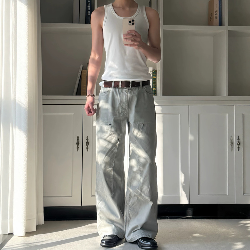 Trendy Item: Five-Color Basic Improved B01 Double-Knee Work Pants, Lumberjack Pants, Straight Loose Wide-Leg Cleanfit