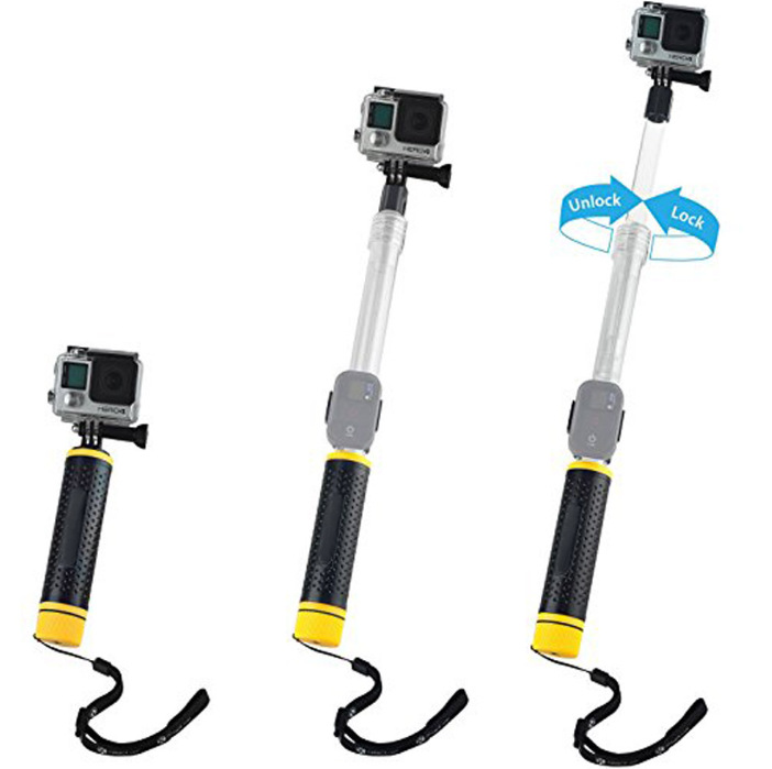 Stick para selfies de una pieza, mini palo de extensión de aleación de aluminio, palo para selfies con cámara Gopro universal de 19/36 pulgadas