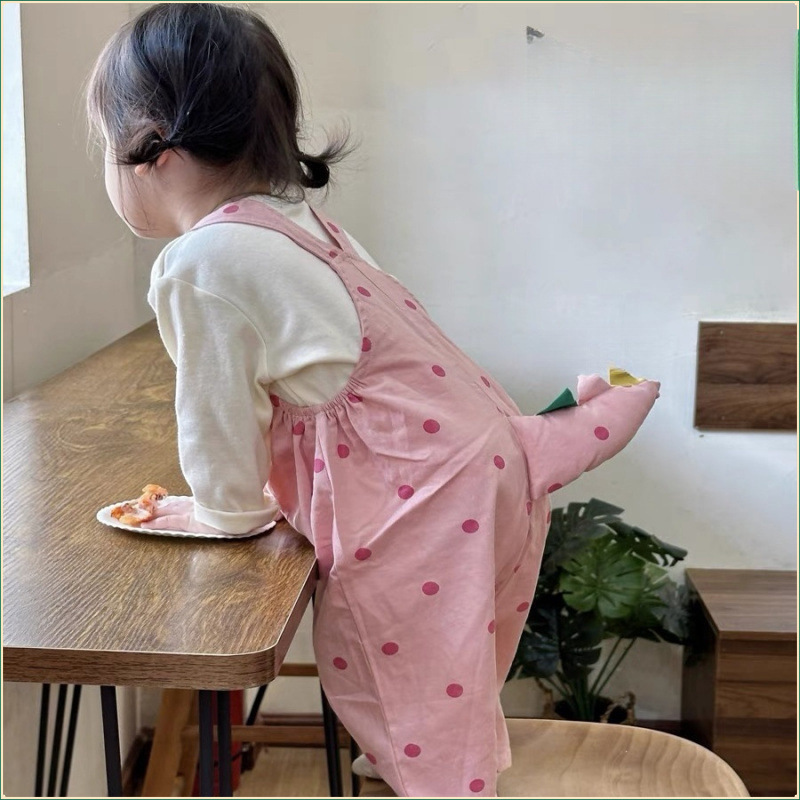 漫画オーバーオールロングパンツ秋の新しい多用途子供超かわいい恐竜の尻尾ファッショナブルな女の子|undefined