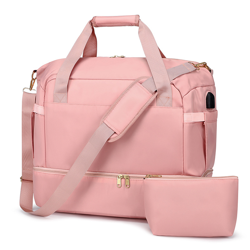 Bolsa de viaje inclinada de gran capacidad de almacenamiento de zapatos independiente separación seca y húmeda bolsa de equipaje gruesa tela de nylon bolsa madre mayorista