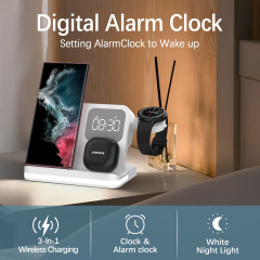 Huawei Apple Samsung 時計ワイヤレス充電器デスクランプ携帯電話ヘッドセット時計スリーインワンワイヤレス充電器に適したクロスボーダー