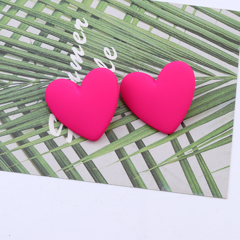 Sweet Heart Shape Arylic Stoving Varnish Womenu0027S Earrings 1 Pair