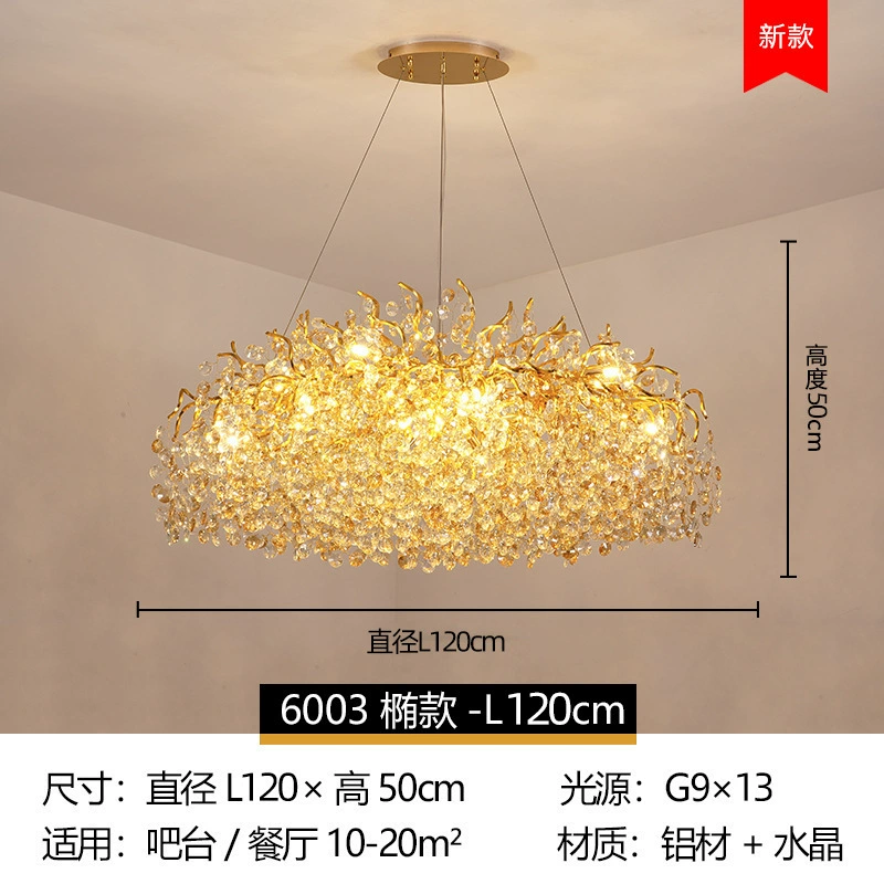 Хрустальная потолочная лампа для гостиной, стиль light luxury, французский стиль