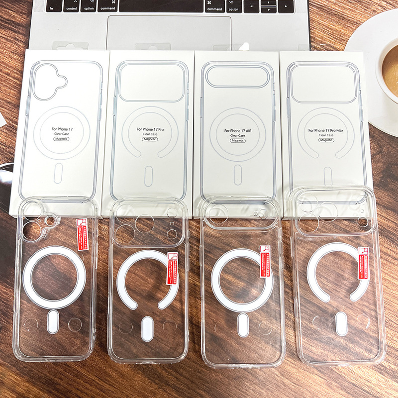 Suitable for Iphone17 Mobile Phone Case, Transparent 11-Hole Magnetic Suction Case for Apple 16Promax, 15 Full-Cover Anti-Fall Case Suitable for Iphone17 Mobile Phone Case, Transparent 11-Hole Magnetic Suction Case for Apple 16Promax, 15 Full-Cover Anti-Fall Case