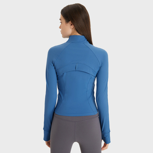 Shishi Zhihui  Autumn and Winter New Nude Sports Jacket Windproof Stand Collar Slim Yoga Breathable Motorcycle Jacket