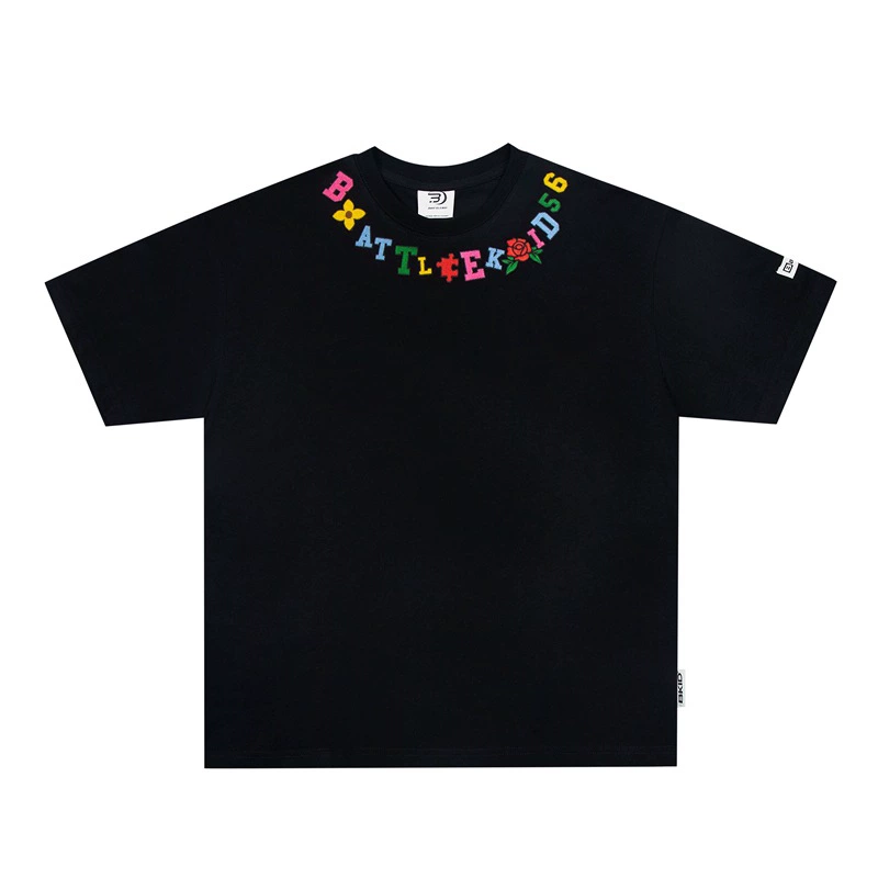 Футболка с вышивкой в стиле граффити от китайского трендового бренда BUFU, унисекс, летняя, в американском ретро-стиле, для пар, модная и универсальная.