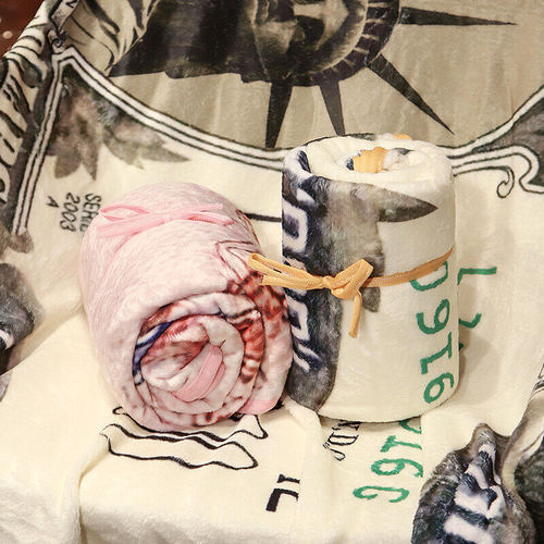 Cross-border million US dollars funny throw blanket office throw blanket flannel blanket million wool blanket personalized creative rug