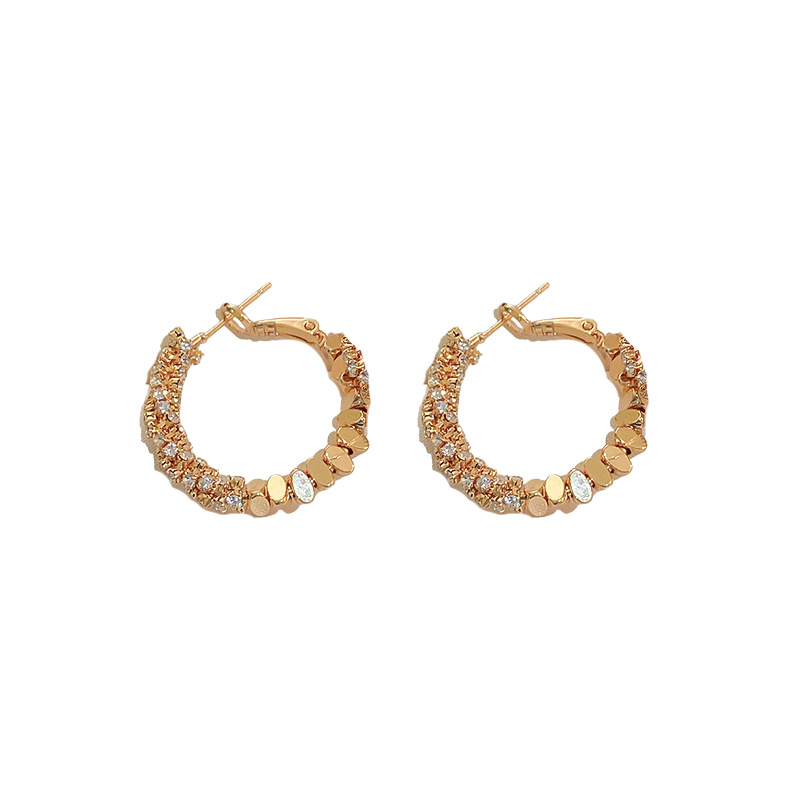 Aguja de plata circón roto círculo de plata pendientes geométricos nicho temperamento luz estilo de lujo pendientes personalidad simple pendientes del todo-fósforo para las mujeres