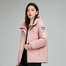正品牌羽绒服女士冬季韩版白鸭绒休闲连帽小个子时尚宽松加厚外套