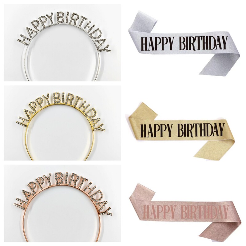 Birthday Shoulder Strap HAPPY BIRTHDAY Ritual Ribbon Cross Border Party Birthday Decoration Letter Headdress Hair Band