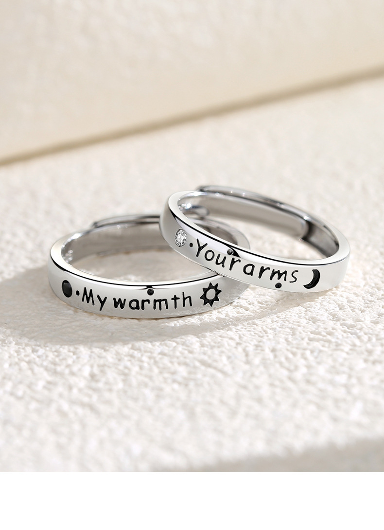 Fashion Sun Letter Sterling Silver Inlay Zircon Rings 1 Piece