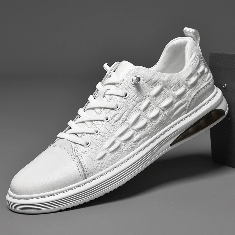 LS9807 Мужские кроссовки Белые туфли Весенние низкие плоские кожаные верхние слои из воловьей кожи на воздушной подушке больших размеров Спортивная повседневная обувь