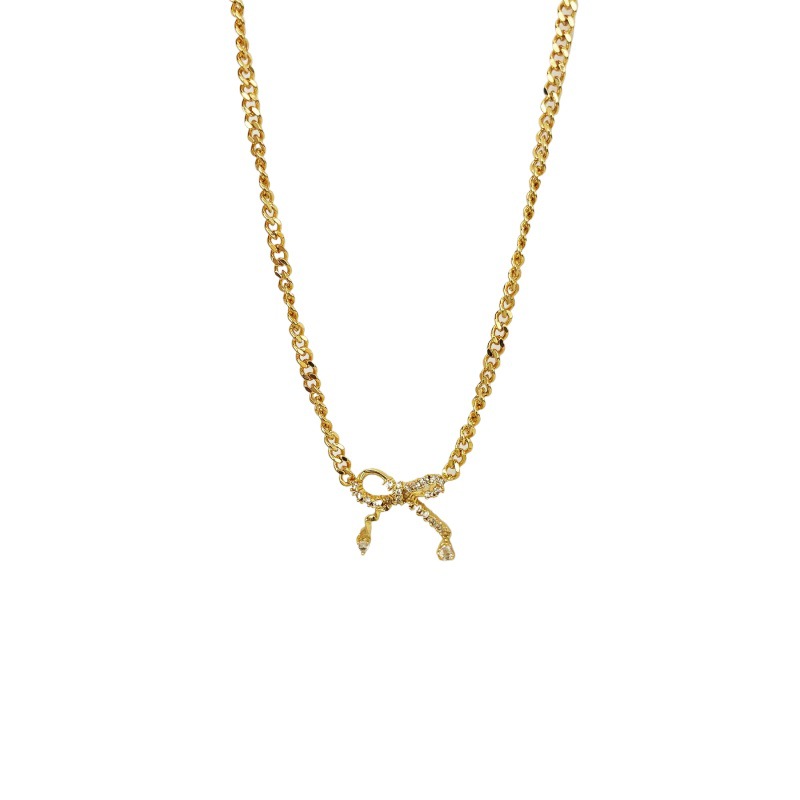 Collier pendentif nœud papillon Lina Girl, style cubain chic et tendance, fusion européenne et américaine._voghion.com