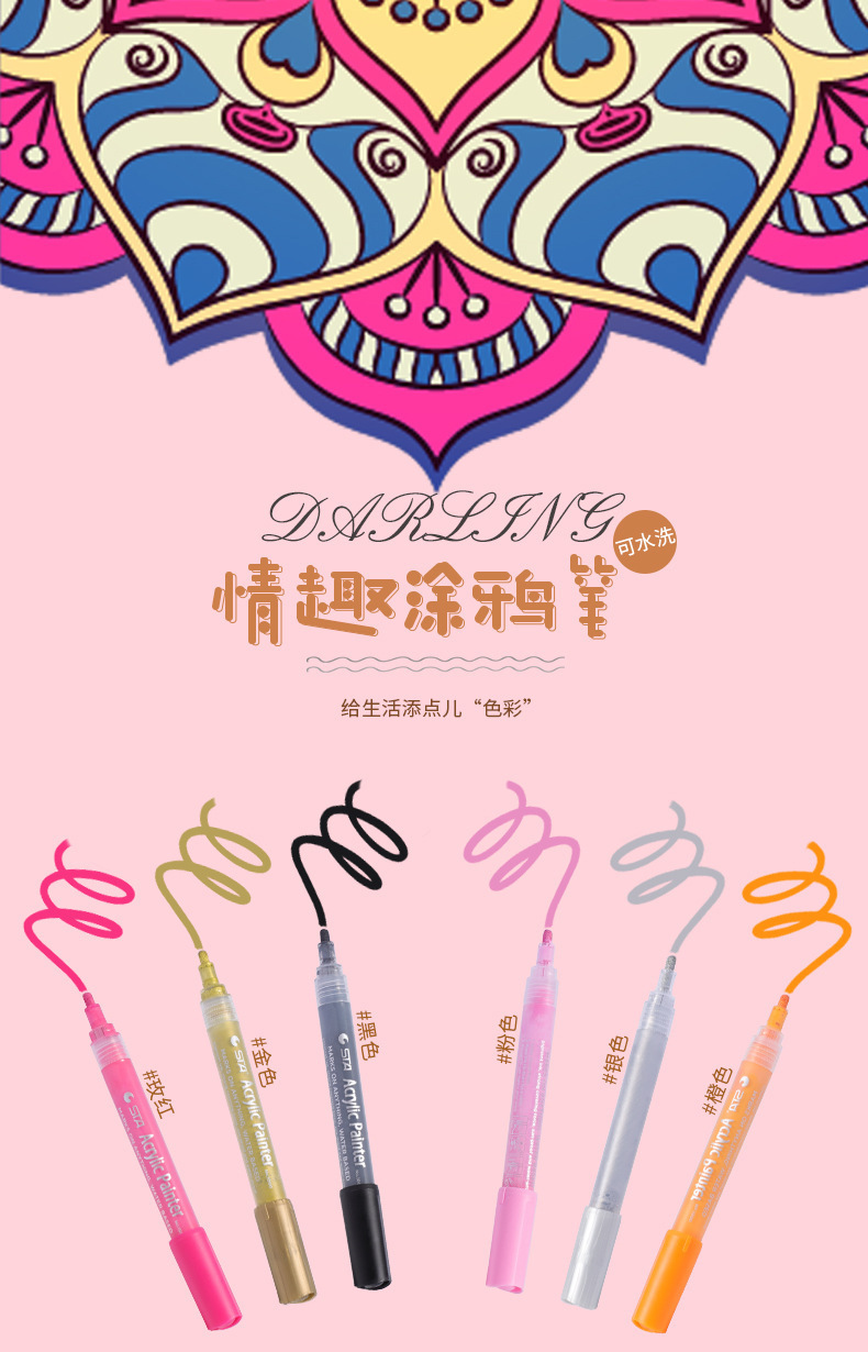 Body Writing Pen for Couples, Washable Graffiti Marker, Rose Red — detail image 1