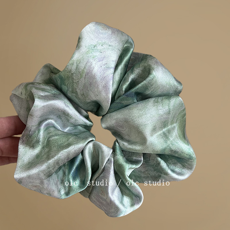 静谧星空蓝~高级感油画缎面大肠发圈扎头发发绳优雅头绳发饰女夏|undefined