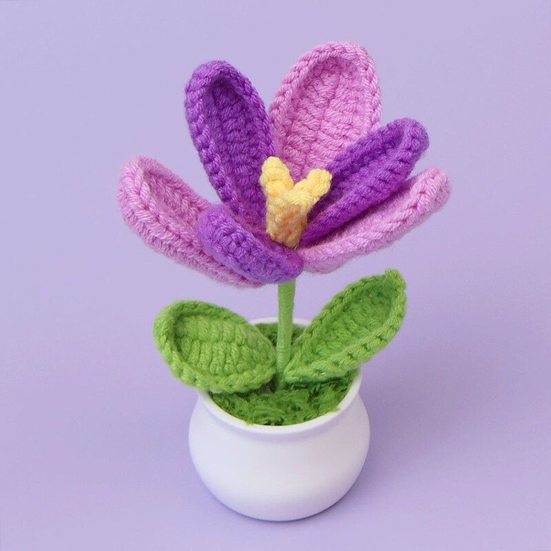 完成したウールひまわり鉢植えスズラン造花チューリップデスクトップ装飾品バレンタインデー教師クラスメートギフト|undefined