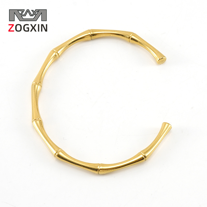 Europa y América titanio acero frío estilo simple Internet celebridad moda pulsera femenina 18K acero inoxidable metal bambú pulsera femenina