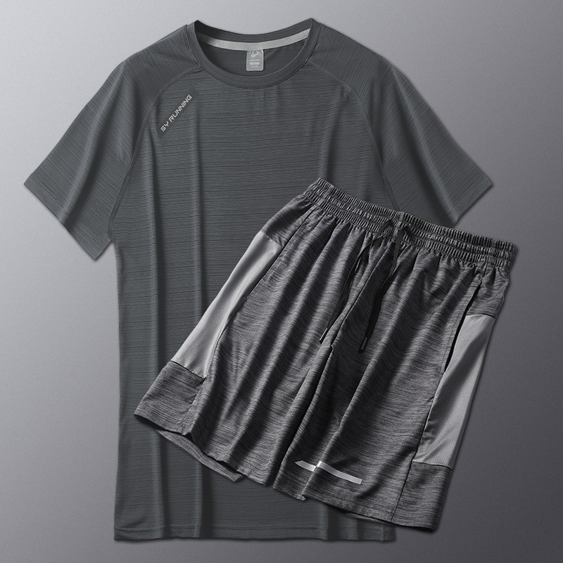 Ropa de fitness para hombres de verano delgada hielo rápido secado ropa de correr suelta juego de baloncesto camiseta transpirable de manga corta