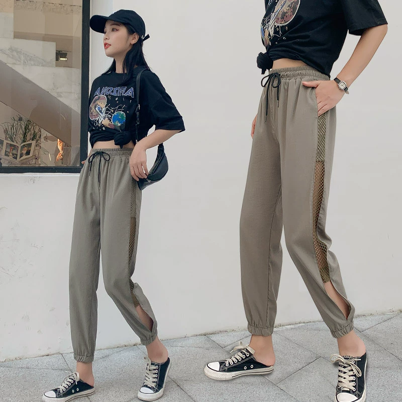 Летние тонкие быстросохнущие брюки из ледяного шелка, женские облегающие брюки до щиколотки с высокой талией, Свободные повседневные брюки