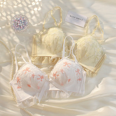 Japanese-style sexy small-breasted women's white underwear set, no underwire, youthful AA flat chest, large size, anti-sagging set