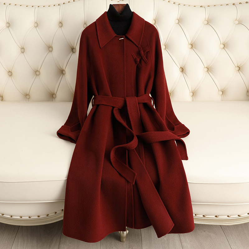 Double-Sided Velvet Coat for Women, Long Style, 2026 Autumn and Winter New Model, Waist-Cinching, Slim Fit, Elegant and High-End Chinese-Style Woolen Coat Double-Sided Velvet Coat for Women, Long Style, 2026 Autumn and Winter New Model, Waist-Cinching, Slim Fit, Elegant and High-End Chinese-Style Woolen Coat
