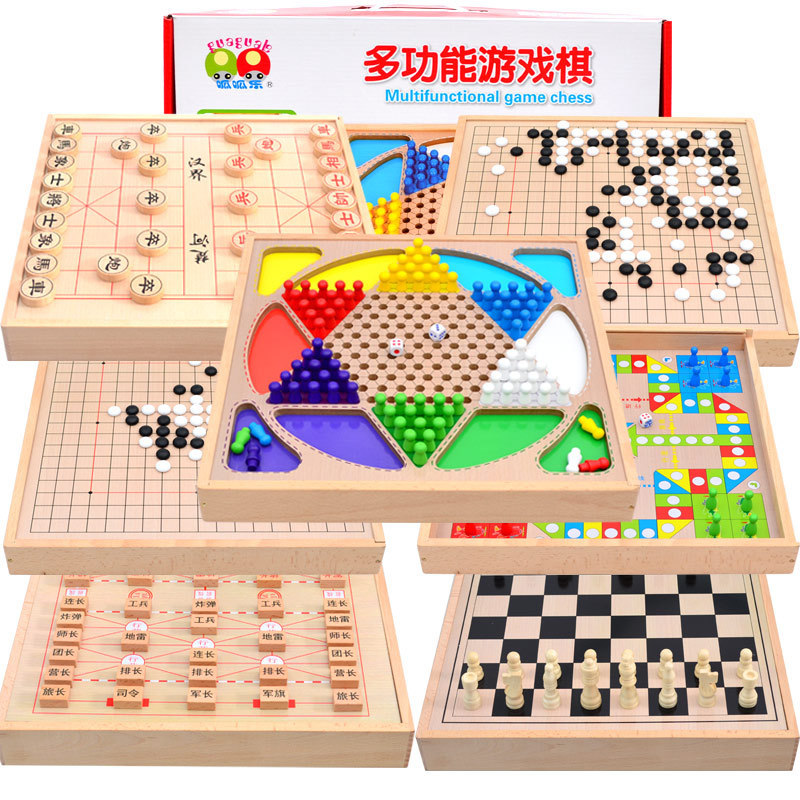 フライングチェス、チェッカー、バックギャモン、子供の知育多機能ゲームチェス、小学生のおもちゃ、新年の贈り物|undefined