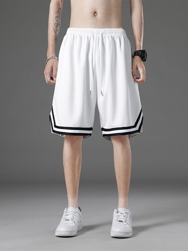 Pantalones cortos deportivos de baloncesto para hombres sueltos de verano de secado rápido de malla americana Ice Silk Beach fitness pantalones cortos para hombres y mujeres